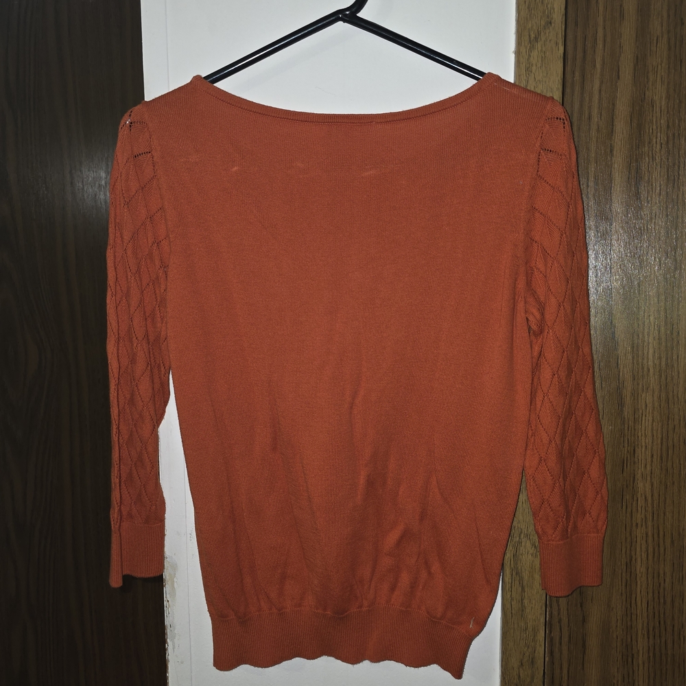 LOFT Women's Vibrant Orange Crew Neck Sweater - Picture 3 of 3